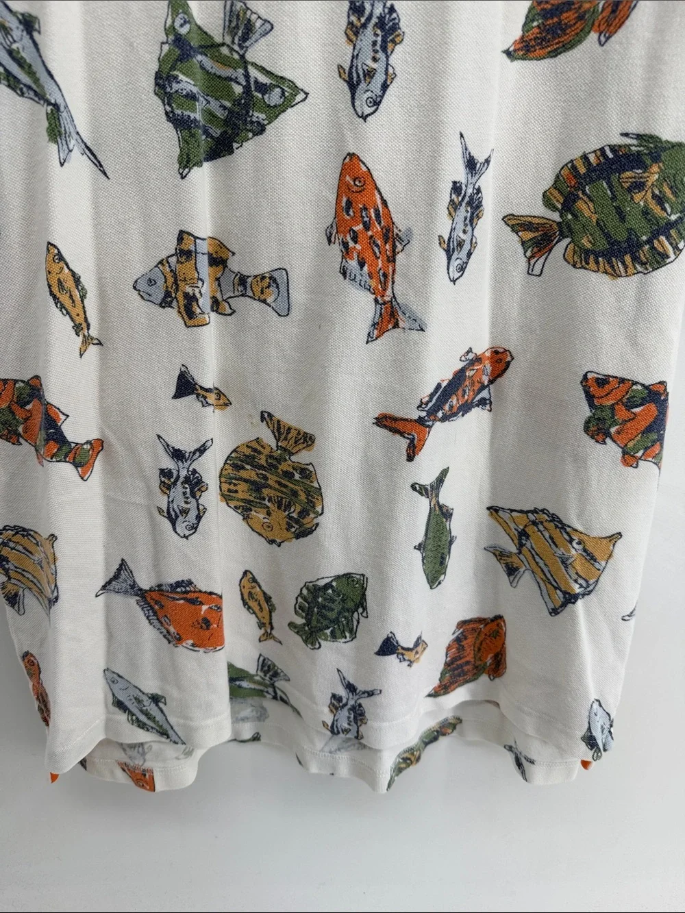 Vintage J. Crew 100% cotton fish print short sleeve polo shirt sz M